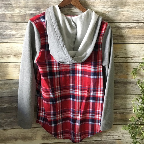 RED HOODED FLANNEL - Picture 2 of 2